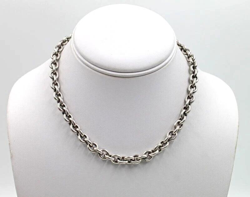 David Wysor Sterling Silver 18K Gold Toggle Heavy Chain Necklace 16 Inches