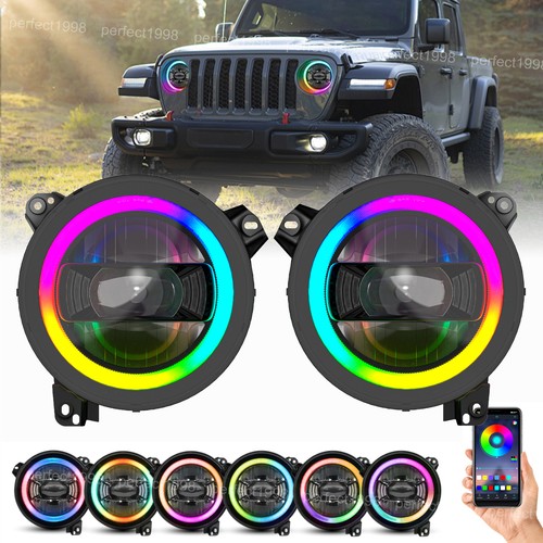 Kit combinado de faros antiniebla LED RGB 4" para Jeep Wrangler JL Gladiator JT 9" - Imagen 3 de 20