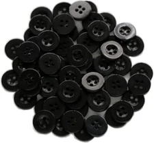 300pcs 1/2 Inch (12.5mm) Small Size Round 4 Holes Buttons Color Button Black