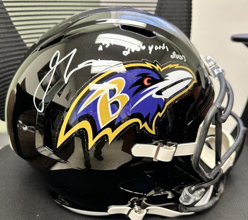 Jamal Lewis Signed Baltimore Raven Full Size Replica Helmet Inscribed w/ COA