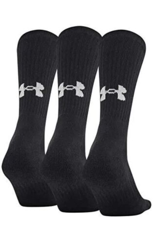 NEW 3 PAIRS - UNDER ARMOUR Training Cotton crew socks Black Men's XL - Picture 1 of 13