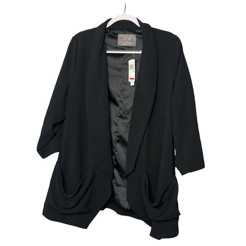 Melissa McCarthy Seven7 Black Open Front Blazer Jacket Plus Size 0X Office