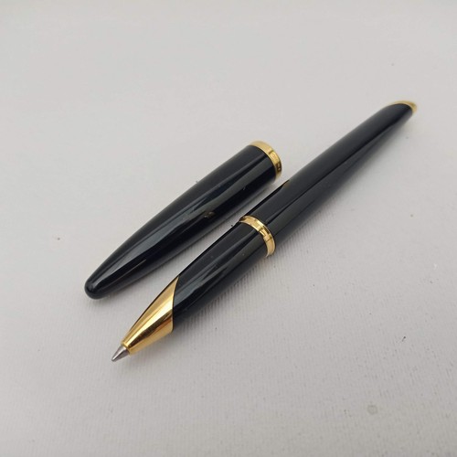 WATERMAN CARENE ROLLERBALL PEN GLOSSY BLACK & GOLD TRIM BOXED EXCELLENT - Picture 3 of 8