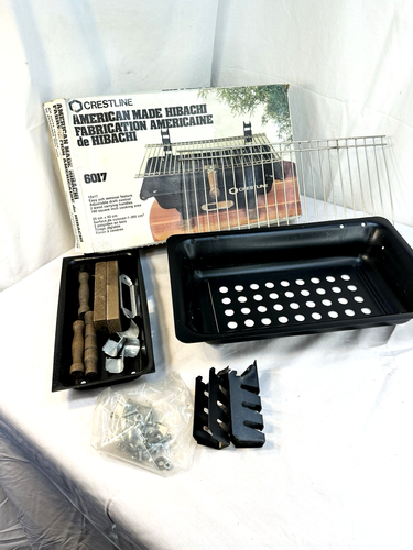 Vtg Hibachi Crestline Portable Grill Model 6017 Tabletop Outdoor 10'X17" USA FrS