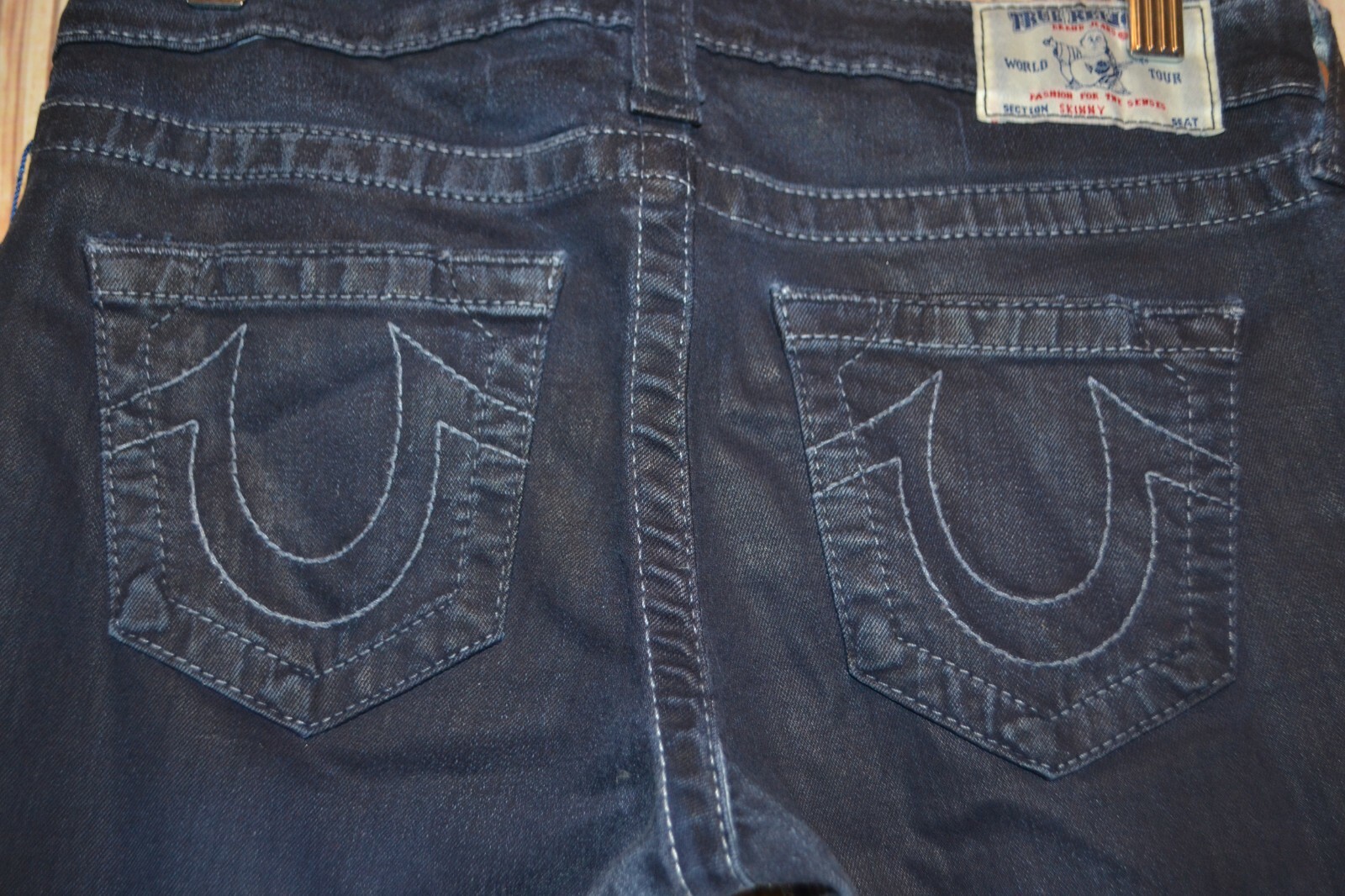 NWT True Religion Women's Skinny No Pocket Flap Dark Blue Denim Jeans Sz 28x32 thumbnail 10
