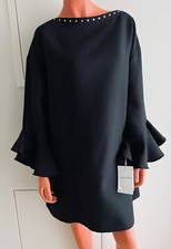 Valentino wool dress with flounce sleeves black size 42 LP: 2,599 EU NEW