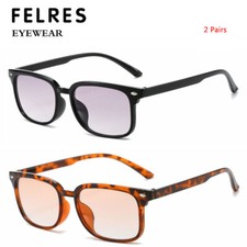 2PC Anti Blue Light Bifocal Tinted Reading Glasses Unisex Outdoor Sunglasses New