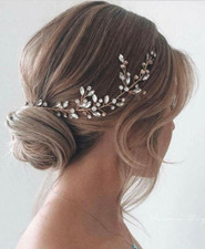 Bridal Hair Accessory Wedding Headpiece Crystal Vine Head Wrap Gold Wire Prom