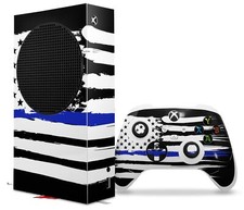 Skins XBOX Series S Console Controller Brushed USA American Flag Blue Line
