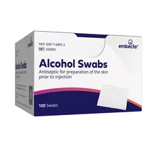 Alcohol Swabs 100 Each White