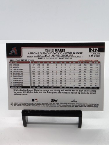 2025 Topps Chrome Ketel Marte X-Fractor Arizona Diamondbacks #272 - Picture 2 of 2