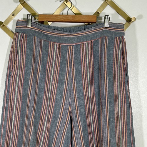 Madewell Pantaloni crop Huston con bottoni laterali XL a righe gamba larga lino - Foto 2 di 7