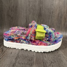 Ugg 1128211 Fluffita Pixelate Multicolor Slide Slipper Platform Shoe Sz 6.5