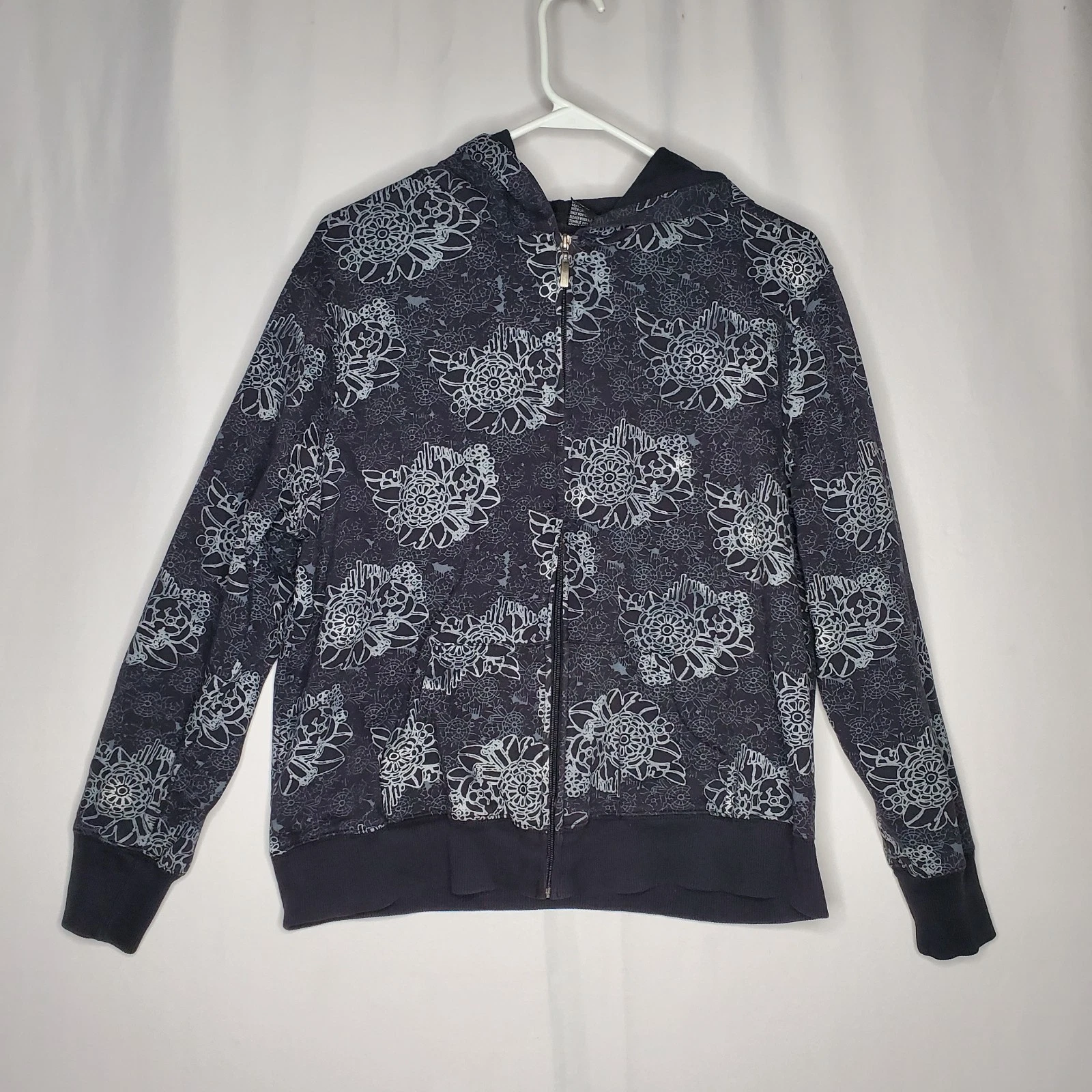 Jason Maxwell Y2K Graphic Zip Hoodie Sweatshirt Junior XL AOP Skater Grunge 00s