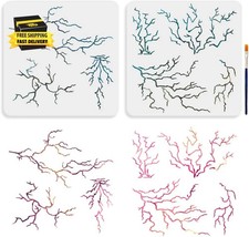 7 Styles Lightning Stencil 11.8 11.8Inch Lightning Bolt Painting Stencil with Pa