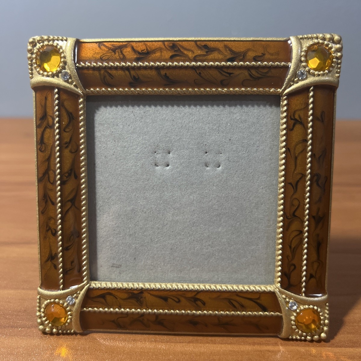 Vintage Picture Photo Decorative Frame Under Glass Antique Amber