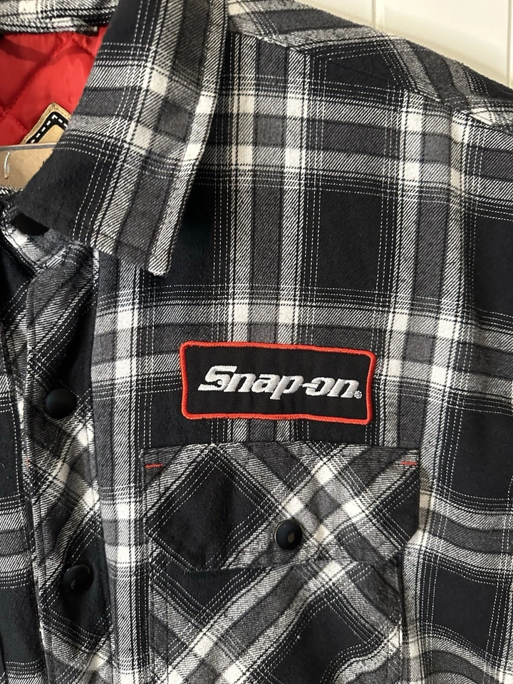 Sawbuck HACKERT SNAP-ON Tools Mens 2XL Quilted Lined Flannel Jacket Choko - Image 2 of 4