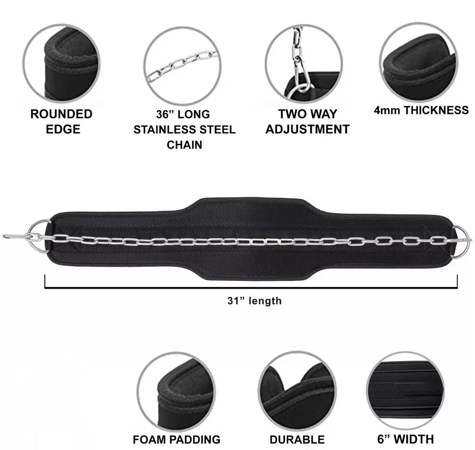 Bester Heavy Duty Tauchgürtel 15 CM Rücken Gewichtheben Dip Gürtel mit 92 CM Kette - Bild 4 von 4