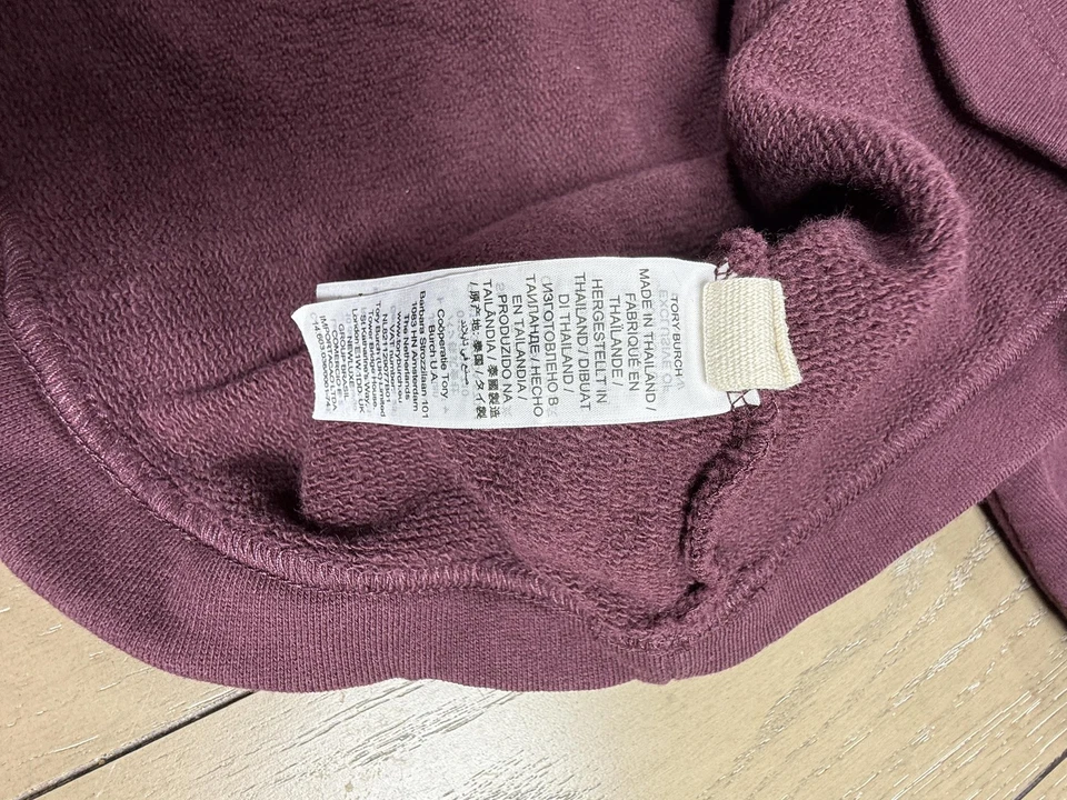 Tory Sport Sudadera con Capucha Mujer Pequeña Borgoña Blanca Chevron Pullover Sudadera Logo Foto 4 de 4