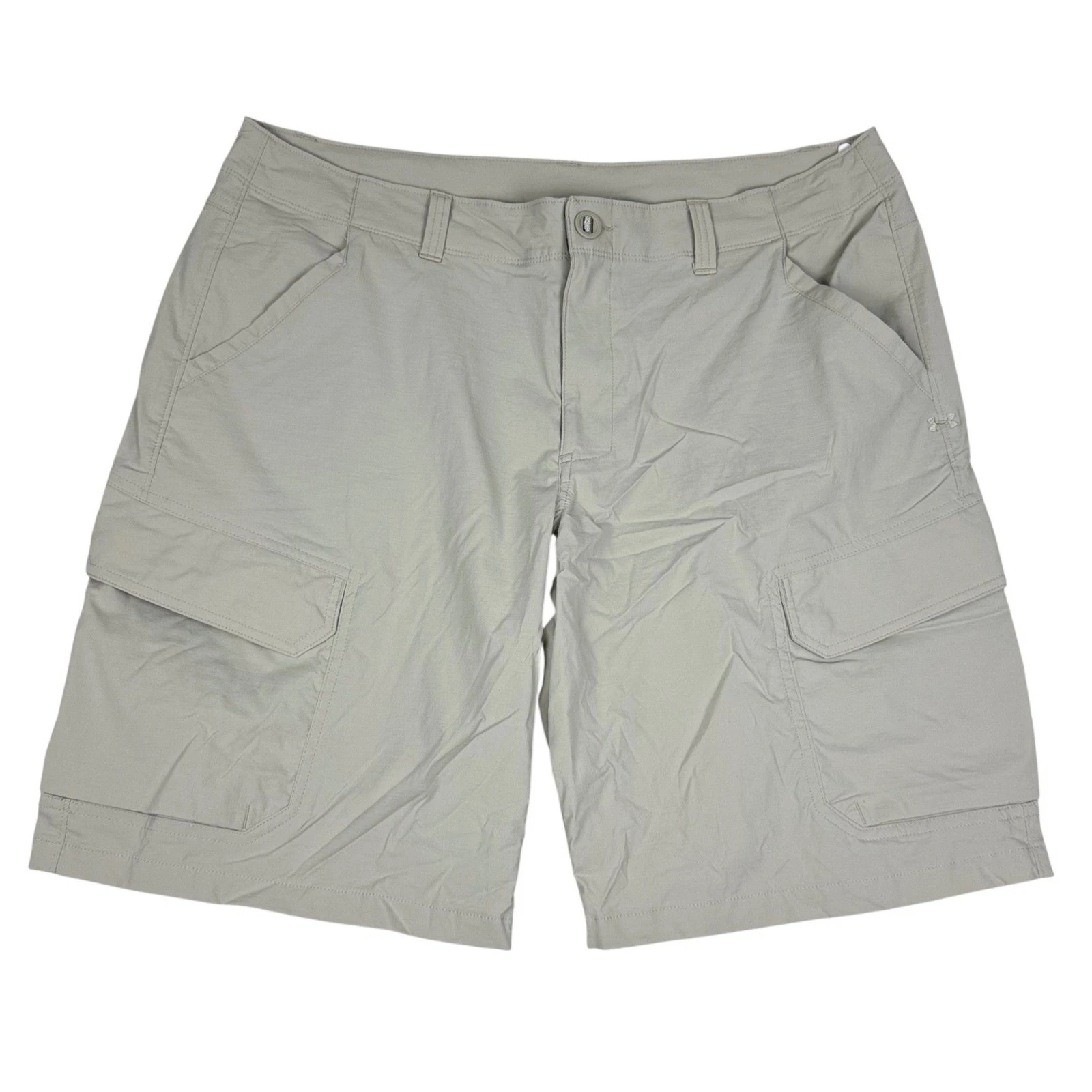 Under Armour HeatGear Cargo Shorts Mens 38 Tan 10" Inseam Nylon Moisture Wicking