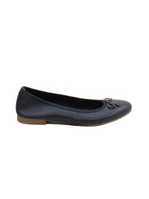 Tamaris flache Damenschuhe UK 4 blau 100% Leder Ballerinas