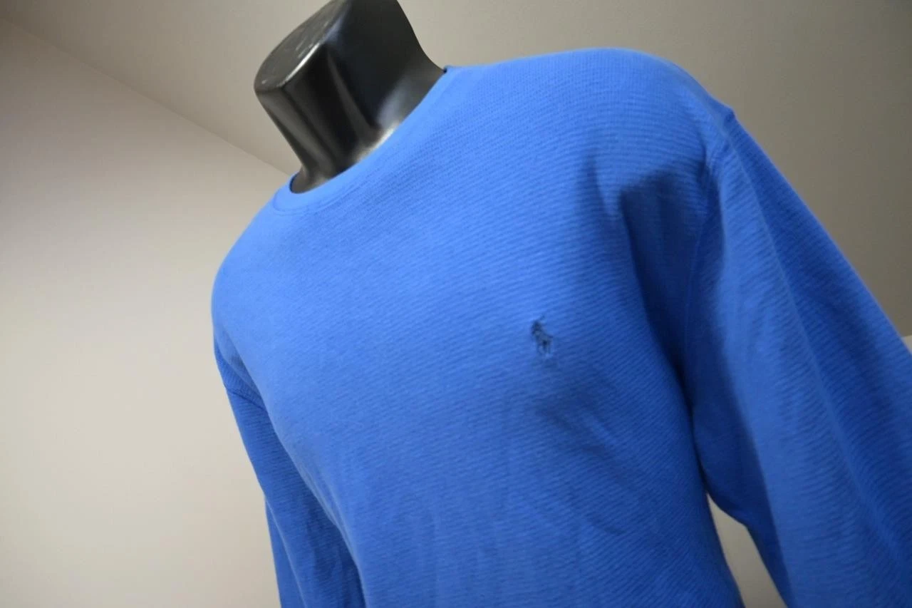 Polo Ralph Lauren Thermal Sweatshirt Blue Long Sleeve Sweater Mens Size XL