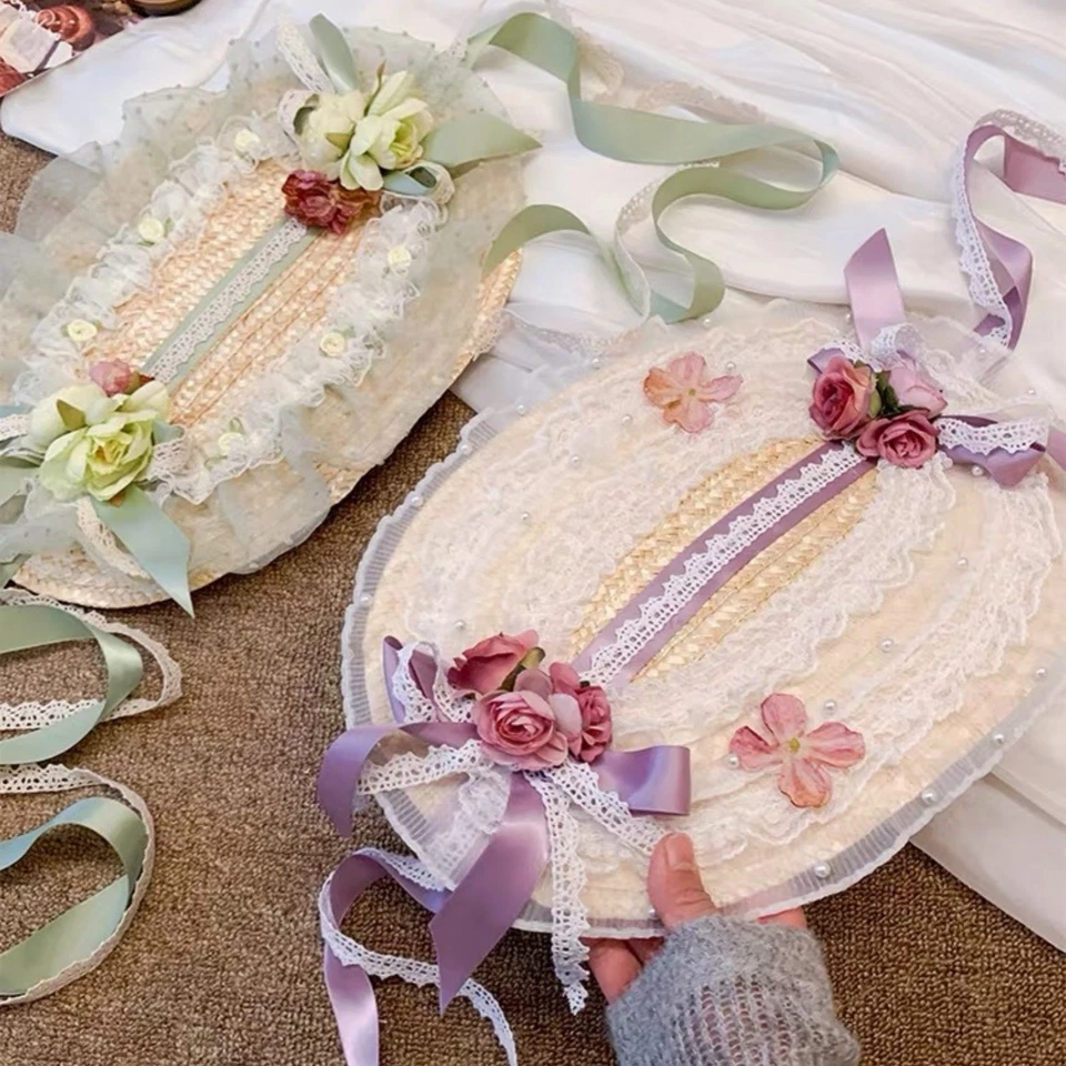 Sombrero de gorro victoriano con flores para mujer Sombrero de fiesta de té Clásico Lolita para niñas Foto 3 de 4
