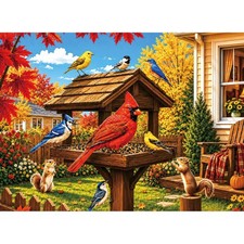 500 Piece Bird Feeder Jigsaw Puzzle for Adults, Cardinal Garden Scene