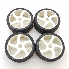 4x NH Power Grip 1/8 Buggy On-Road Rubber Street Tires on 17mm Hex Wheels Used