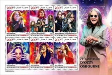OZZY OSBOURNE Black Sabbath Heavy Metal Music MNH 6v-Stamp Sheet (2023 Djibouti)