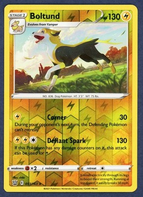 Boltund 053/163 Rare Battle Styles Pokemon Reverse Holo Lightly Played