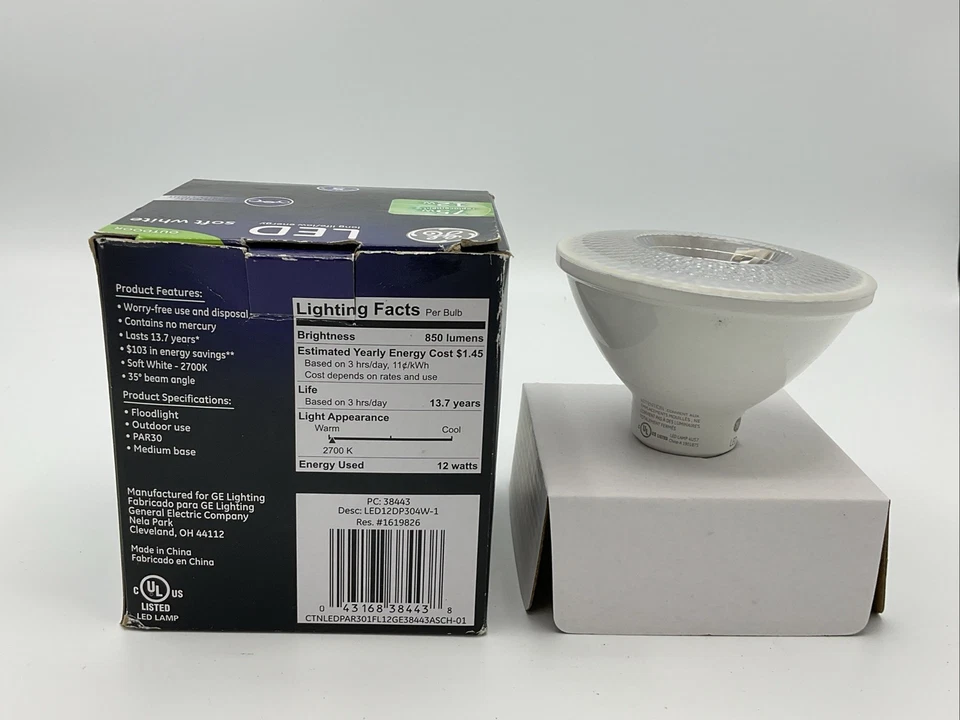 GE LED Soft White Indoor/Outdoor Floodlight PAR30 Short Neck 12W (75W EQ) 1pk - Image 3 of 4