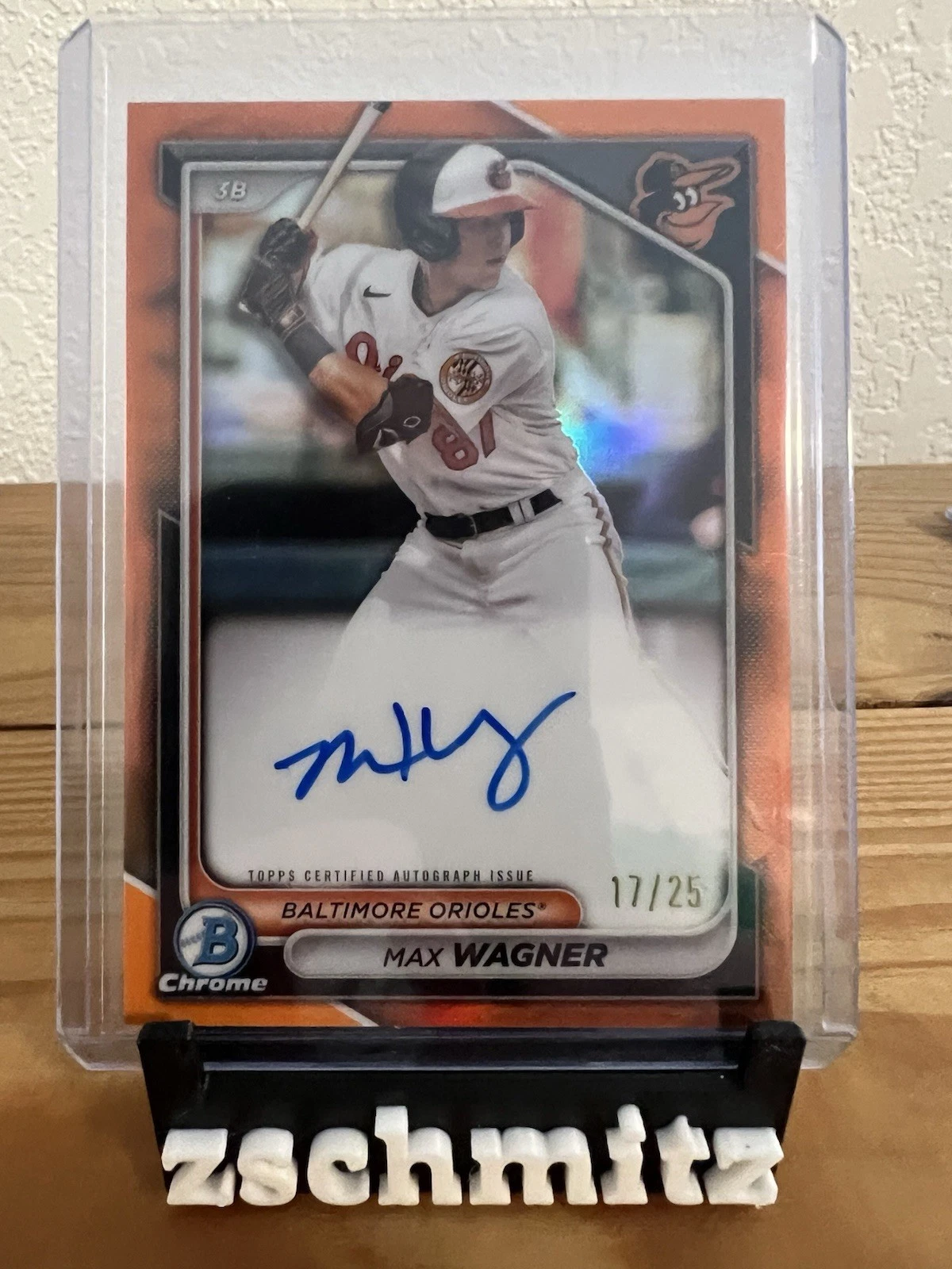 2024 Bowman - Chrome Prospect Autographs Max Wagner #CPA-MW Orange Refractor /25