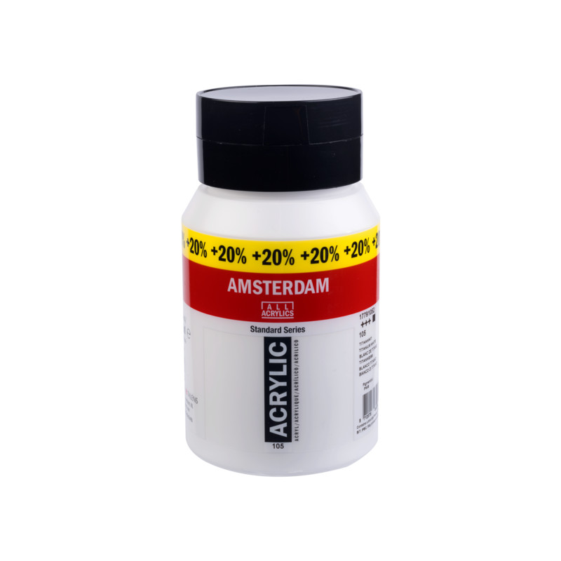 Peinture acrylique blanc de titane Amsterdam 105 tube pot de 500ml pour artiste et beaux-arts