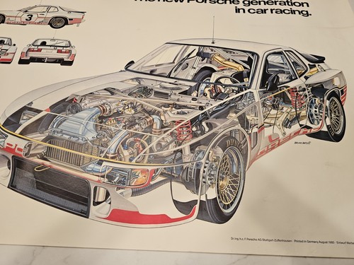 Porsche original poster 30x40" 924 Carrera GT Racing cutaway/see thru 1980 - Picture 4 of 9
