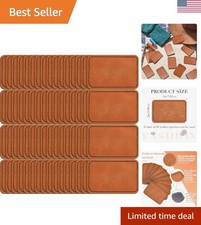 60 Pcs Blank Leatherette Hat Patch with Adhesive Rectangle Leather Hat Patche...