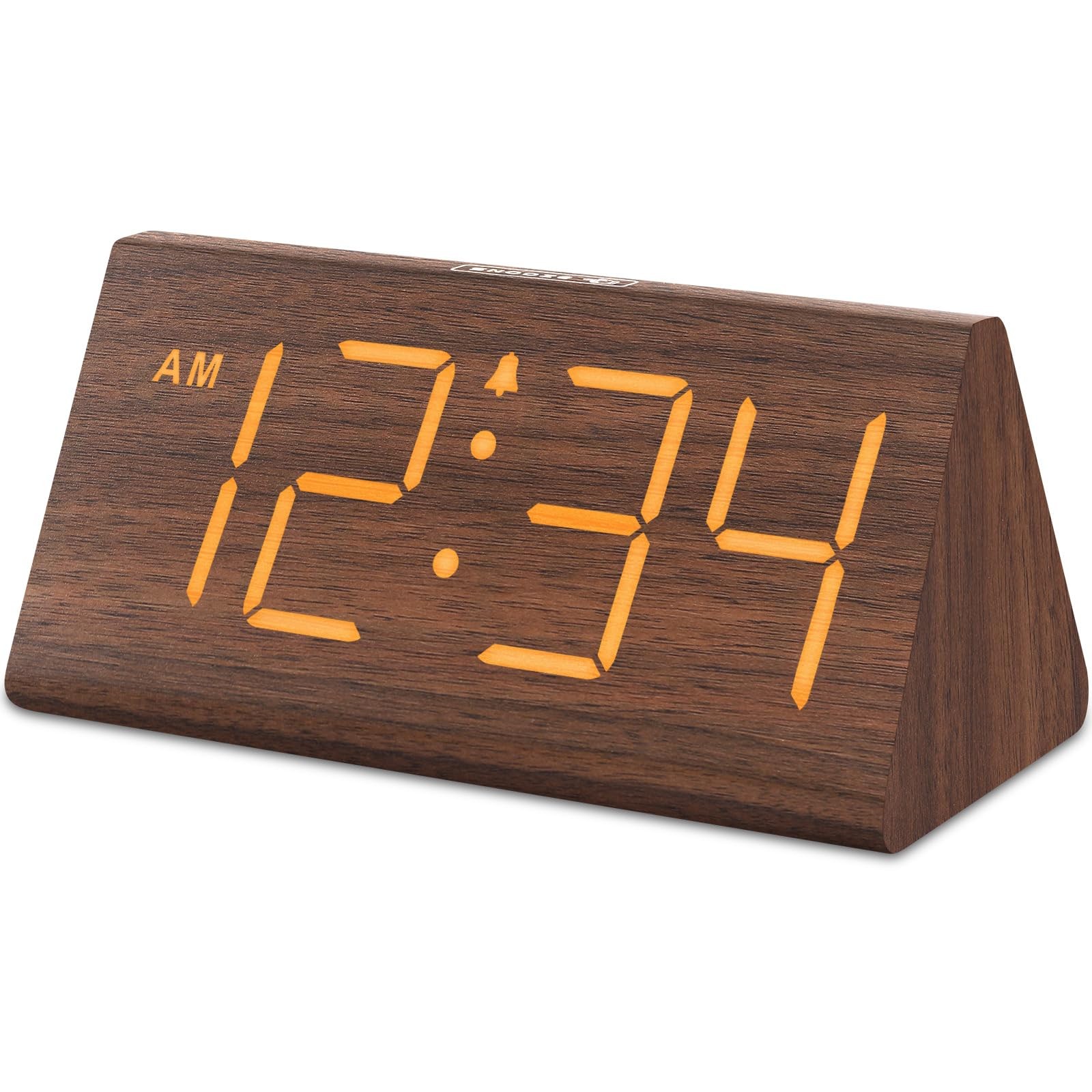 DreamSky Wooden Digital Alarm Clocks for Bedrooms - Electric Desk Clock with La