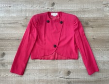 DIOR Christain Dior Paris Hot Pink Blazer Crop Button Front Jacket Size 8