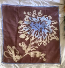 Vintage Vera Newman Scarf  21” Square Semi Sheer Blues & Browns Floral