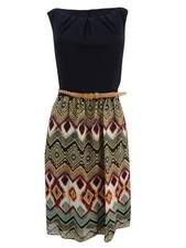 Connected Women's Belted Printed Chiffon Dress