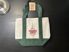 Trader Joes Mini Canvas Tote Bag, Limited Edition, New with Tags - Green