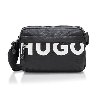 HUGO Shaun Big Logo East West Crossbody Sling Bag Catfish Black 50541909