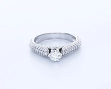 1.8 CT Natural Diamond E/SI1 Round Cut 14K White Gold Prong Milgrain Accent Ring