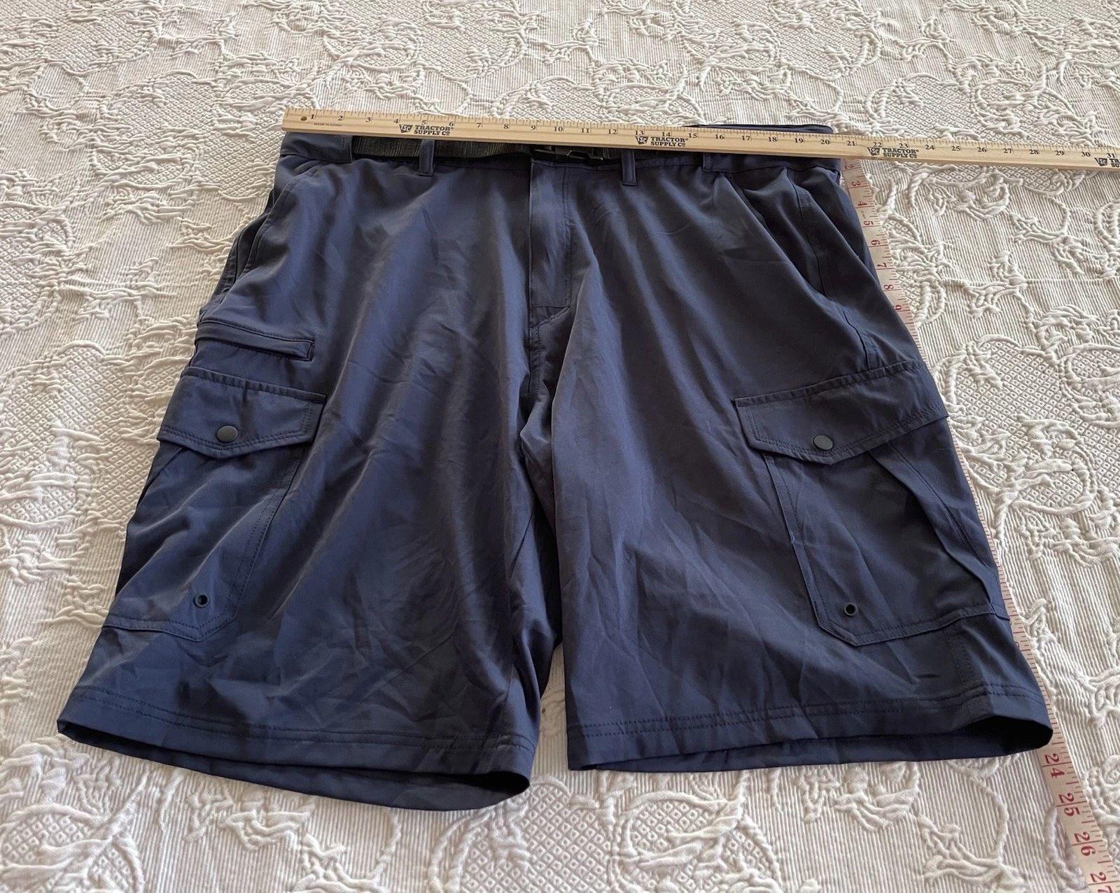 Denali Stretch Hybrid Cargo Shorts "Varsity Blue" Belted Pockets Men Size 40 NWT