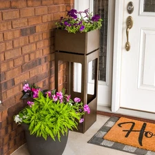 Serene Showers Zinc Water Fountain with Planter and LEDs - 36" by Sunnydaze