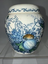 Mason's Ironstone England 4 Inch Ginger Jar W/Lid Fruit Basket WildFlowers Read