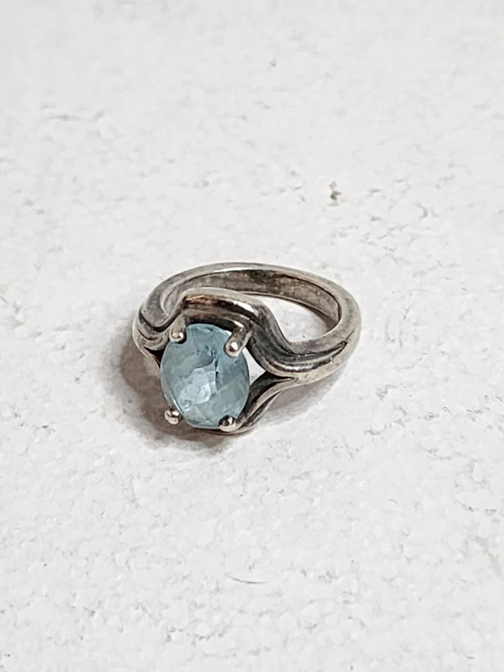 Anillo James Avery Retirado Topacio Azul Adriana Plata Esterlina Talla 4.5 Foto 3 de 4