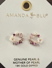 AMANDA BLU ROSE GOLD TONE MINI FLOWER CIRCLE EARRINGS #50275