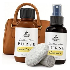 Leather Purse Cleaner Conditioner Kit 4pc Set with 4oz Cleaner, 4oz