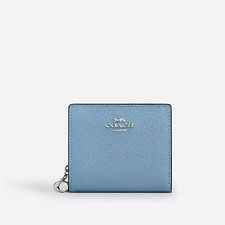 New Coach CBO77 Snap Wallet Shiny Pebble Leather Pool